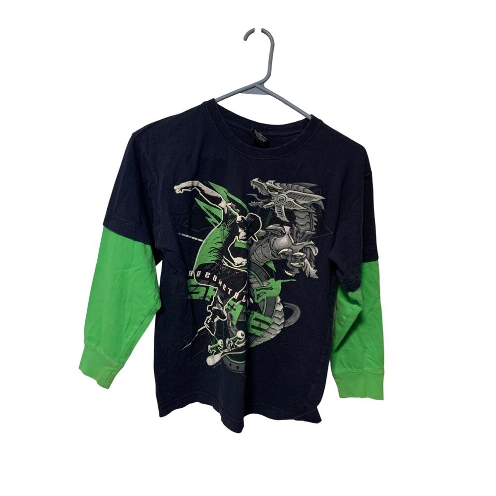 GWP Sport Boys Size Large 10 12 Long Sleeve Pullover Tshirt Tee Layered Graphic